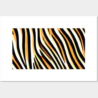 Orange Yellow Black and White Stripes Posters and Art